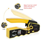 RJ45 Crimp Tool Kit Pass Through Ethernet Crimper for Cat5e Cat6 Cat6a 8P8C Modular Plugs,Cat6 Crimping Tool with 20 Connectors,20 Covers,1 Mini Stripper,100 Cable Zip Ties,1 Cable Tester, 2 Blades