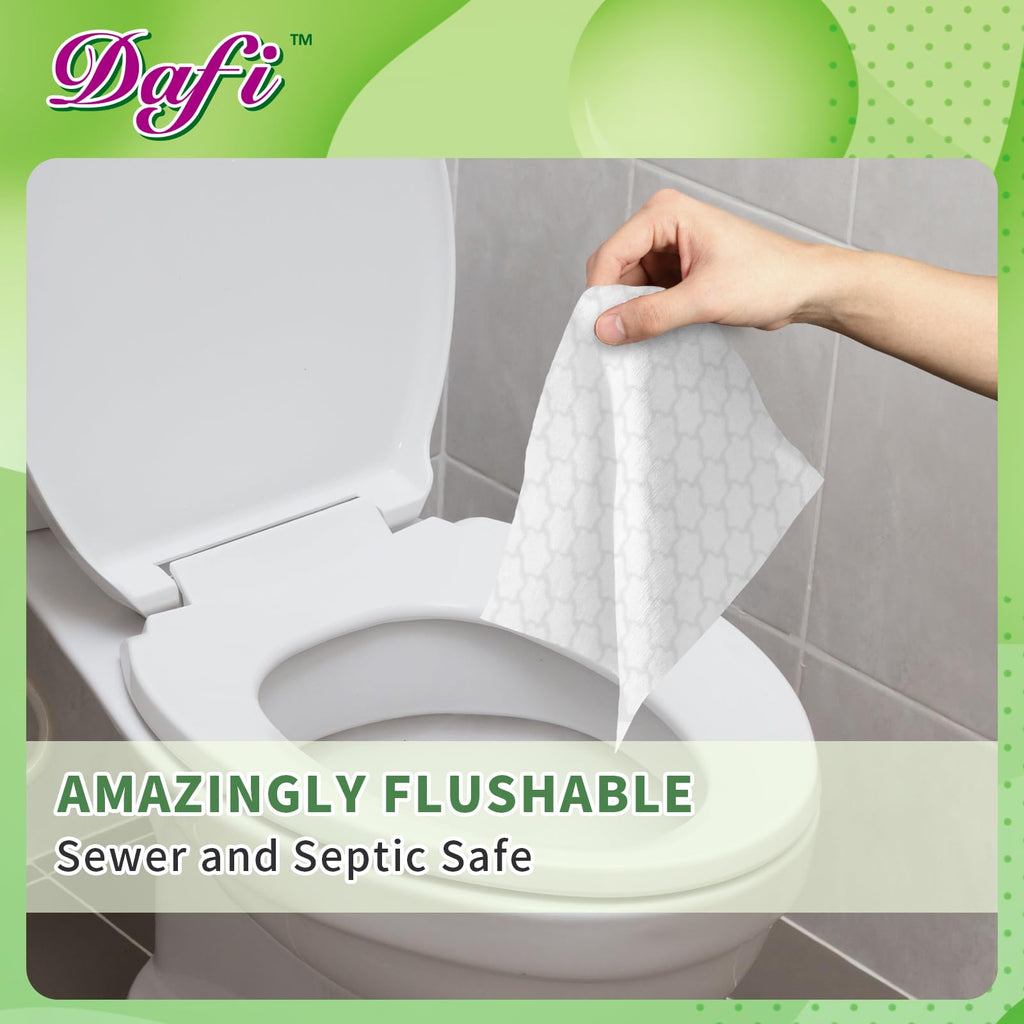 DAFI Flushable Wipes for Adult Wet Wipes, Total 720 Unscented Toilet Wipes Flushable, No Alcohol & 100% Plant Based Fibers, Septic and Sewer Safe Pack of 9