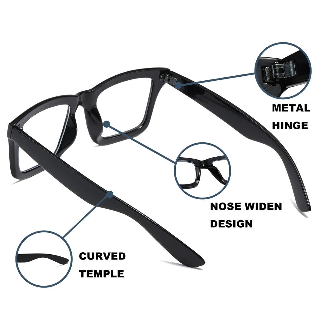 ZXYOO 4 Pack Oprah Style Reading Glasses for Women Men Blue Light Blocking Computer Square Metal Spring Readers +1.0