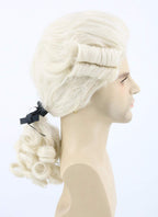 Topcosplay Judge Colonial Wig for Men Women Historical Powdered Wig Beige Halloween Costume Funny Wigs