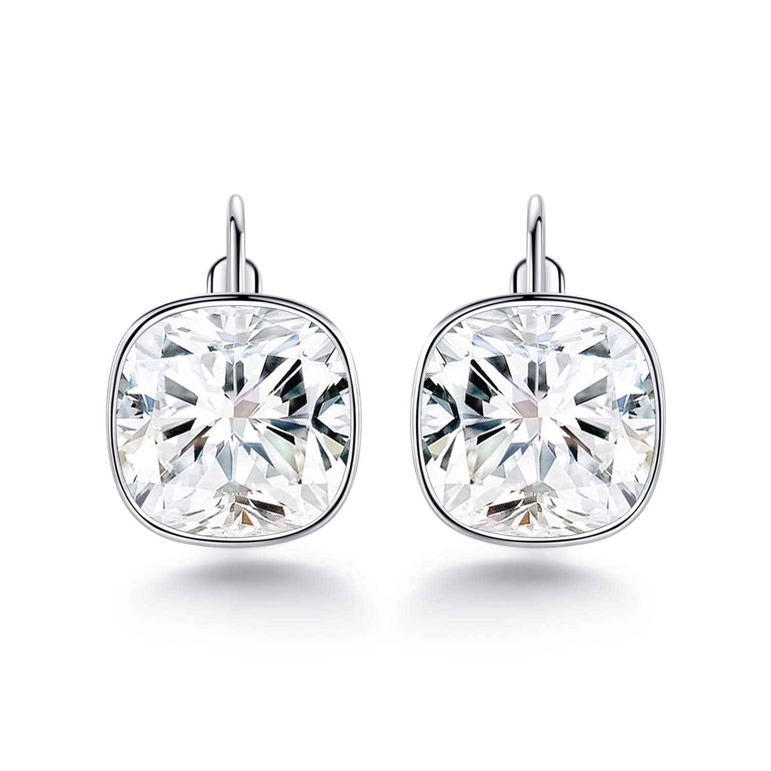 White Bella Drop Earrings Crystals 18K White Gold Plated Hypoallergenic Jewelry for Women
