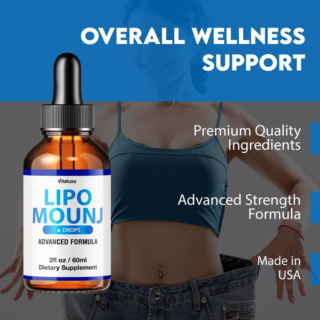 LipoMounj Gotas, LipoMount Mounj Drops Liquid Supplement Support Official Advanced Formula, Lipos Mount Mounjaro Premium Blend Maximum Strength All-Natural Ingredients, LipoMoun Mouj Liquido (2oz)