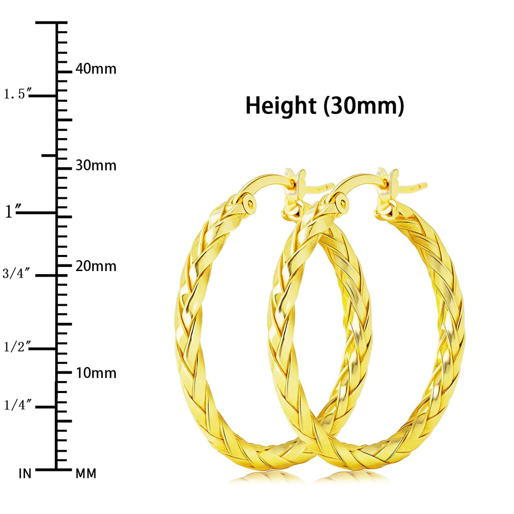 14K Gold Earrings for Women Weave Design 14K Gold Hoop Earrings for Women