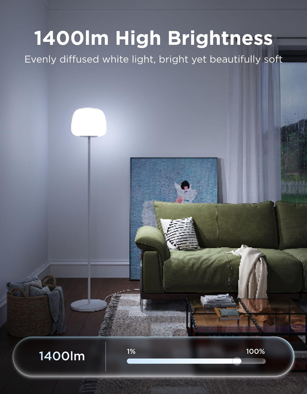 Govee Lantern Floor Lamp, Halo Gradient RGBIC Smart Corner Lamp with LuminBlend+, 1000K-10000K, Matter Compatible, 100+ Scene Modes, Music Sync, 1400lm, Modern Floor Lamps for Living Room, White