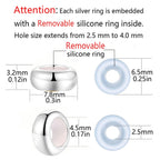 LAMOONY Clip Stopper Charms Sterling Silver Rondelle Spacer Bead for Bracelets (Silver) (Silver-4pcs)