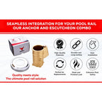 Brass Pool Rail Anchor and Escutcheon Set – 2 Pack Inground Anchors with 4" Depth – Fits 1.90" OD Tubing – Heavy-Duty Mounting Kit for Pool Handrails and Ladders - 2 Pack