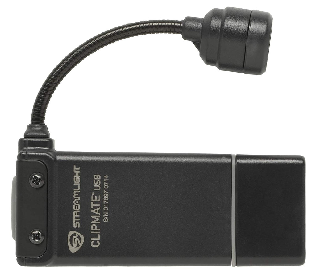 Streamlight 61126 ClipMate 70-Lumen 500-Candela Rechargeable Hands-Free Clip-On Light with White and Red LEDs and USB Wall Adapter, Black