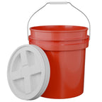5-Gallon Red Bucket Pail with Gamma Seal Screw on Airtight Lid, Metal Handles with Plastic Grip for Easy Carrying, Easy Stack and Store, Heavy-Duty 90MIL Extra Durable, Food Grade, BPA Free - 1 Pack