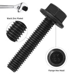 VGBUY M6-1.0 x 12mm Flanged Hex Head Bolts,External Flange Hex Drive Screws,Class 10.9 Black Zinc Plated,Alloy Steel,Full Coarse Thread,Pump,Fix Car,DIY Project(60Pcs)