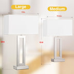 Seealle 22" Tall Bedroom Lamps for Living Room - Touch Brushed Nickel Bedside Lamps with USB C+A, 3 Way Dimmable Lamp for Nightstand, Modern Night Stands Lamps for End Tables(White&Silver)
