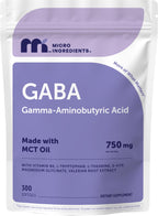 Micro Ingredients GABA 750 mg with MCT Oil, 300 Softgels | Gamma Aminobutyric Acid with Vitamin B6, 5-HTP, L-Theanine, L-Tryptophan & Magnesium Glycinate | Non-GMO, cGMP Manufactured
