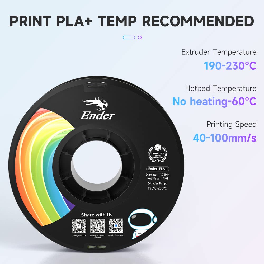 Creality 3D Printer Filament, PLA Plus Filament 1.75mm, PLA Pro Black & White, Toughness Upgraded Dimensional Accuracy +/- 0.03mm, 2 * 1KG Spool(2.2lbs) Ender PLA+ Filament for Most 3D Printer