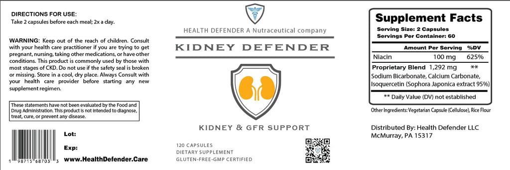 Kidney Support for CKD and Kidney Health-Health Defender-120 Capsules