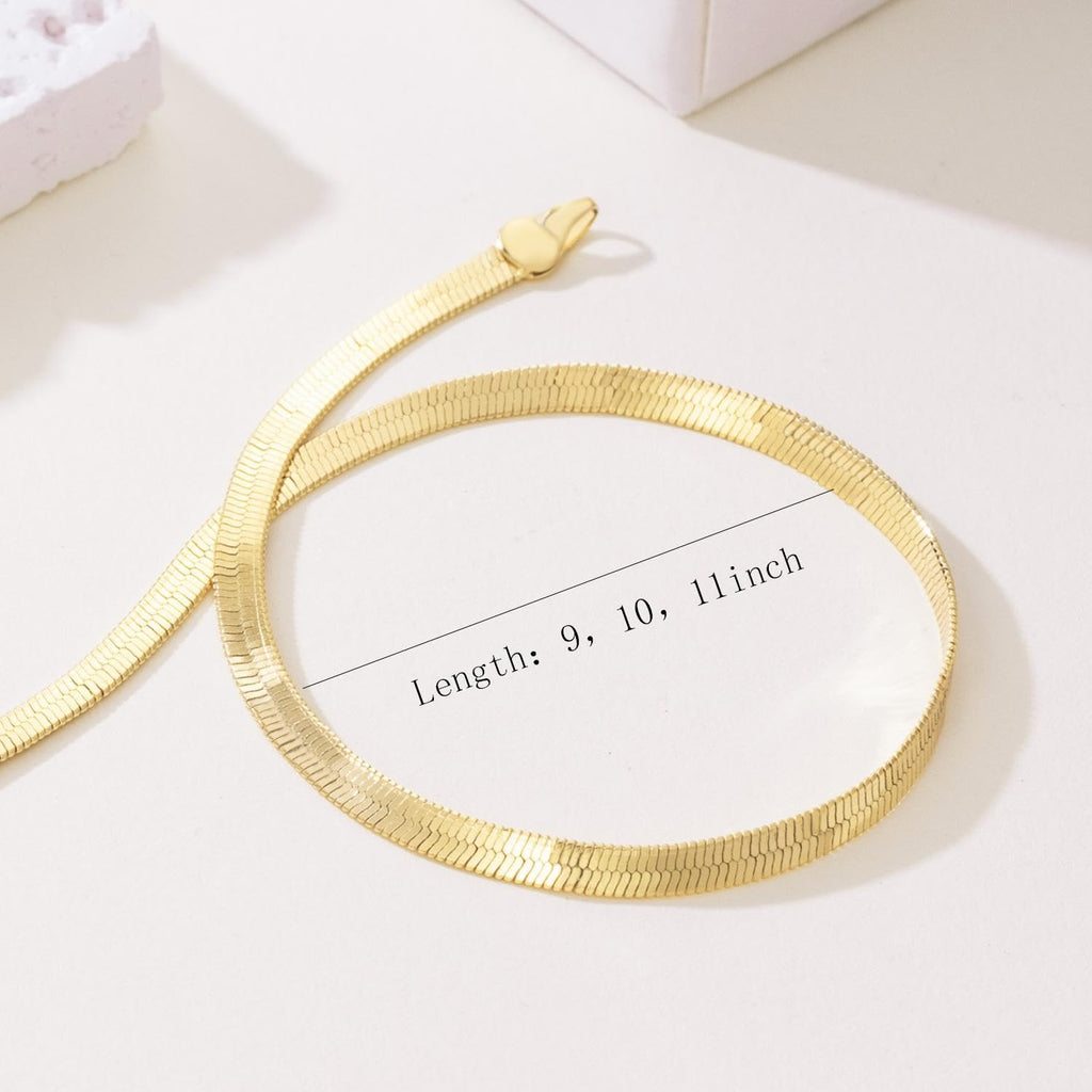 14K Gold Anklets for Women 3.5mm Snake Anklet Bracelets for Womens
