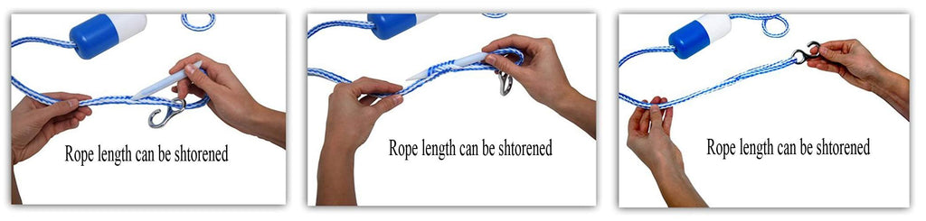 ATIE 16' Swimming Pool Safety Divider Rope and Float Line with 2 Pre-Assembled Stainless Hooks and 5 Bi-Tone Floating Buoys for Effective Visibility (16 FT)
