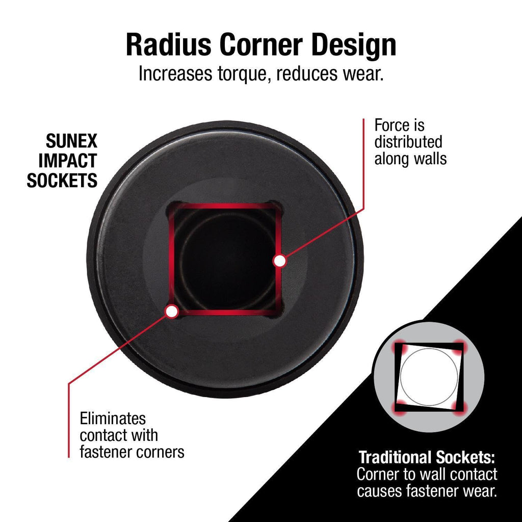 SUNEX TOOLS 2300, 1/2" Drive, Universal Impact Joint, Cr-Mo Steel, Radius Corner Design, Flexible, Meets ANSI Standards