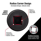 SUNEX TOOLS 2300, 1/2" Drive, Universal Impact Joint, Cr-Mo Steel, Radius Corner Design, Flexible, Meets ANSI Standards
