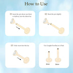 limerencia ASTM F136 Threadless Push in Titanium Earrings,Hypoallergenic Flat Back Cubic Zirconia 18G 6mm 8mm Body Piercing Studs for Cartilage Helix Tragus Conch(a pair)