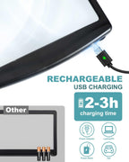 AKKYCVS 5X Rechargeable Magnifying Glass for Reading, Large Bright LED Lighted Full Page Magnifier, Lightweight Rectangular Handheld Magnifier with Light for Reading Small Prints for Seniors, Black
