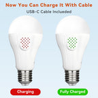 Neporal MagicGlow Rechargeable Light Bulbs with Remote, 3 Colors Shift + Stepless Dimmable Battery Light Bulbs, USB Rechargeable, A19, Up to 24 Hours