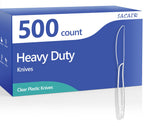 SACATR 500 Count Heavy Duty Plastic Knives Disposable, BPA-Free Clear Plastic Knives，Suitable for Party, Events and Everyday Use