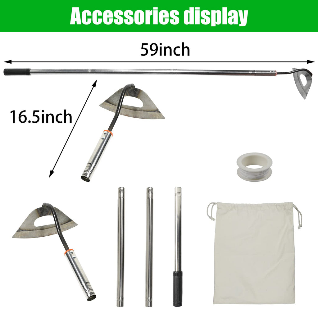 Hoe Garden Tool,All-Steel Hardened Hollow Hoe Heavy Duty Action Hoe with 55 Inch Adjustable Handle Scuffle Garden Hula Hoe with Rake for Backyard Weeding,Farm Planting (1 Pack Long Handle Hoe)