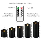 Fo32won Flameless Flickering Candles with Remote Timer, Set of 6 Led Black Battery Operated Candles for Home Decor Xmas Halloween (D3 x H3 3" 4" 5" 6" 7")