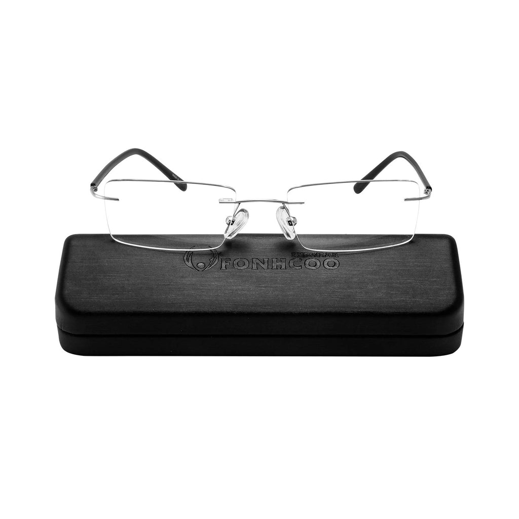 FONHCOO Blue Light Blocking Glasses - Unisex Lightweight Rimless Frameless Rectangle Computer Gaming Glasses - Anti Glare, Anti Fatigue