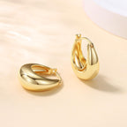 14K Gold Plated Chunky Hoop Earrings for Women, Vintage Textured Huggie Sleeper Earrings, Lightweight Hypoallergenic Statement Earrings for Sensitive Ears(Medium)