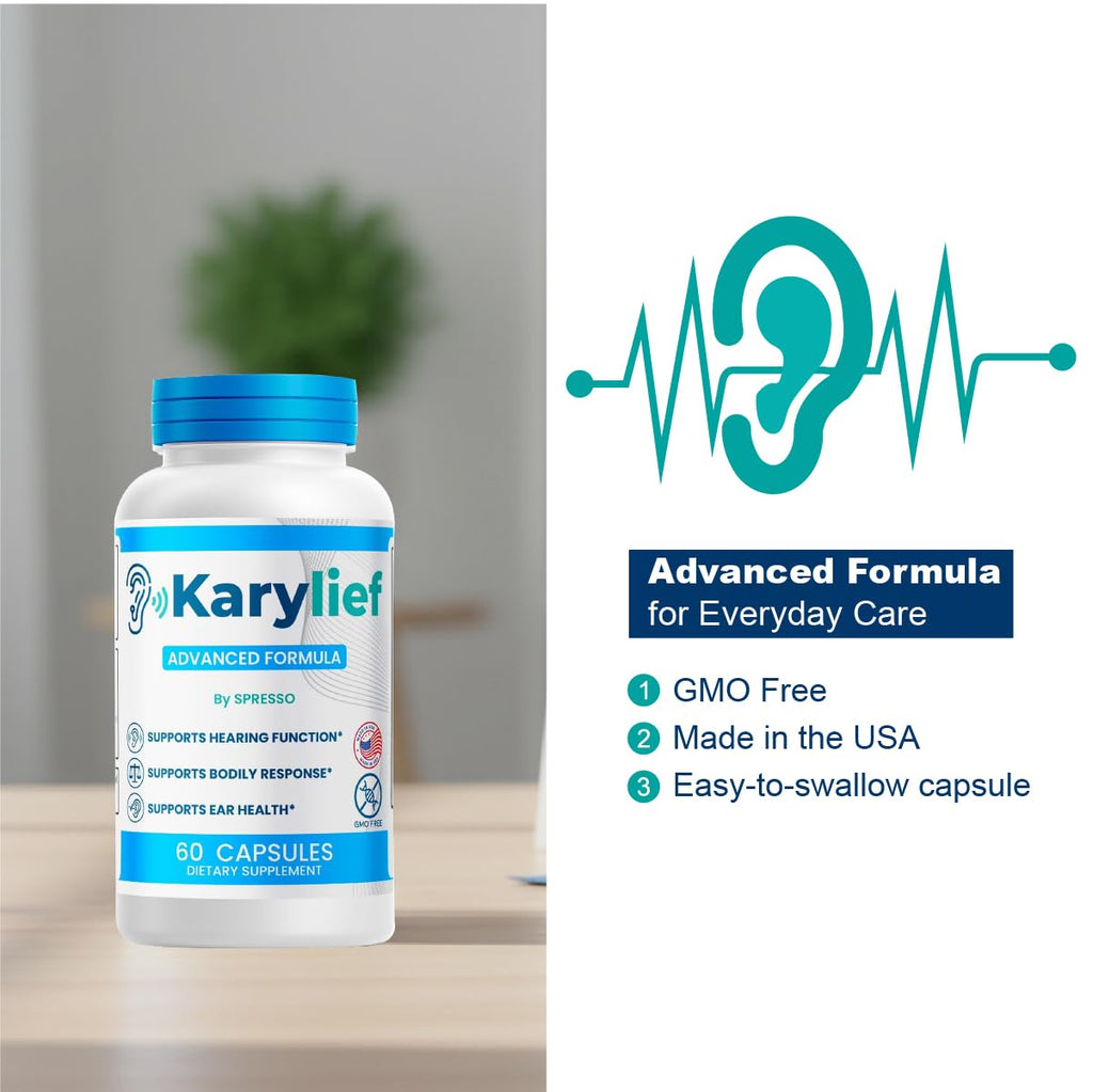 (2 Pack) Karylief Capsules, Official Tinnitus & Ear Health Advanced Support Supplement with Premium Ingredients, All Natural Karilief for Ringing Ears, Clarity & Overall Wellness (120 Capsules)