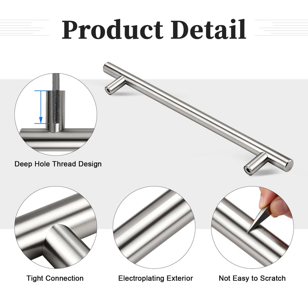 Gobrico 30 Pack 7-1/2" (192mm) Hole Centers Cabinet Pulls, Brushed Nickel Cabinet Handles, Modern Cabinet Furniture Pulls, Satin Nickel Drawer Pulls 10 Inch Total Length