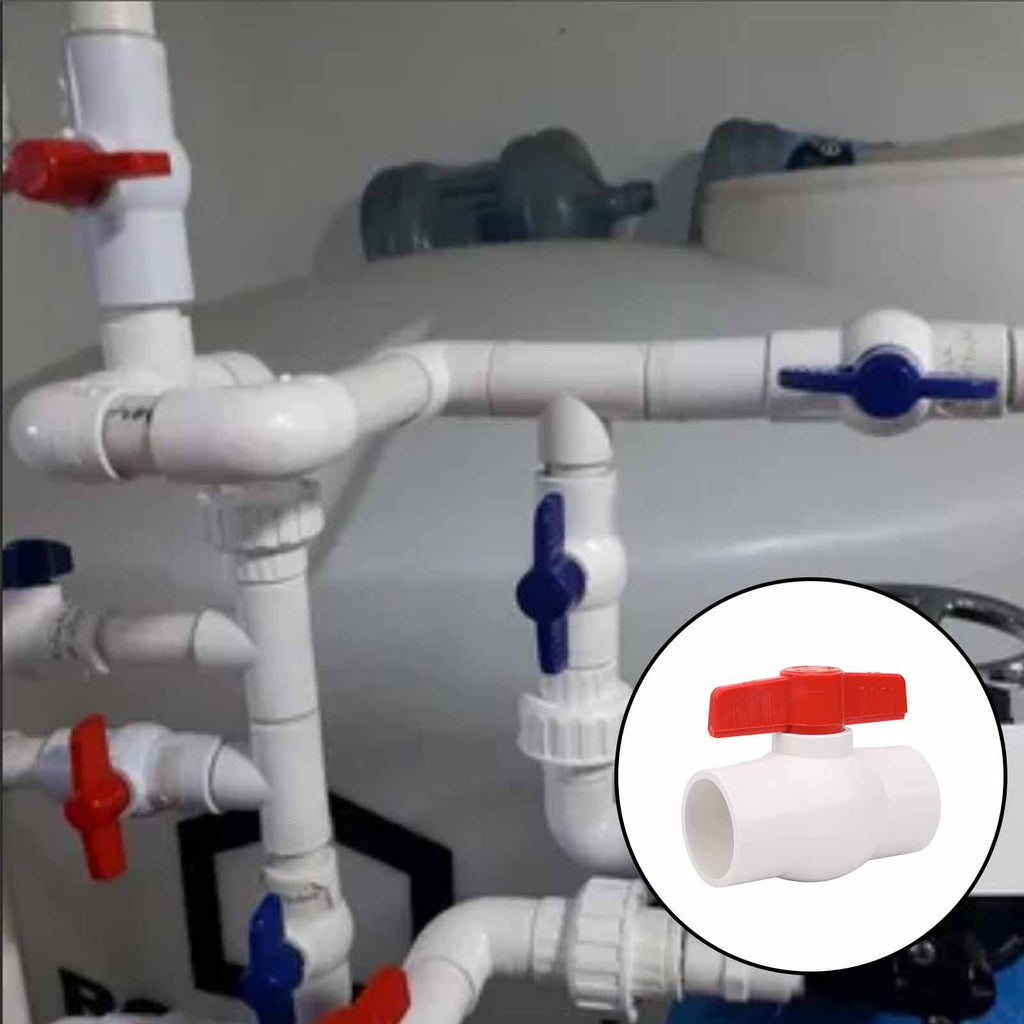 2Pcs 1-1/2" PVC Ball Valve Water Pipe Shut-off Valve Socket with Red T-Handle for Cold Water Supply lines, Irrigation Pipe fitting System(Socket x Socket), Schedule 40