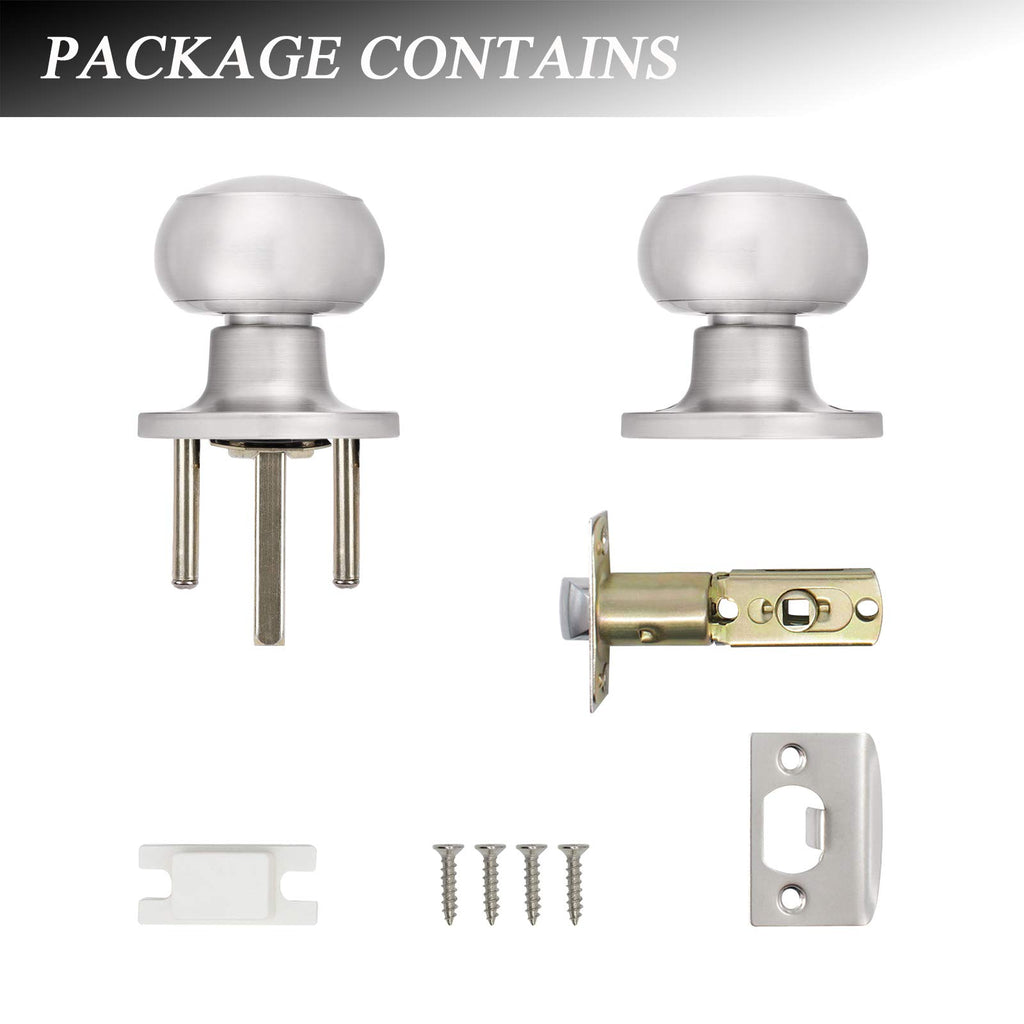 Probrico 10 Pack Round Passage Door Knob(Non-Locking Knobs), Keyless Doorknobs Interior/Exterior Door Lockset,Passage Knobs for Hallway/Closet,Satin Nickel Finish Modern Design Door Hardware