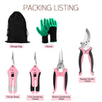4 Packs Garden Pruning Shears Stainless Steel Blades Handheld Pruners Set with Gardening Gloves(Pink)