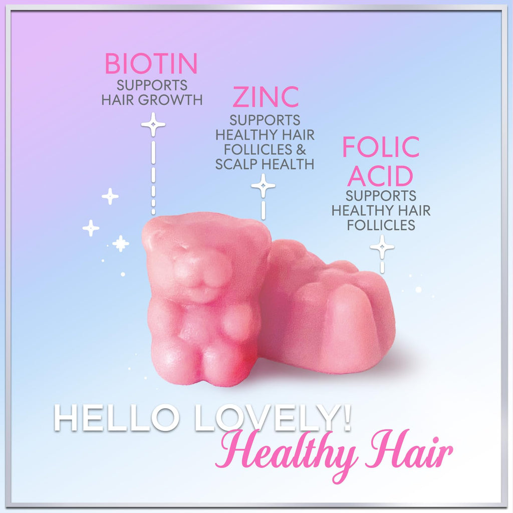 Hair Vitamins Gummies for Women for Hair Growth - with Biotin 5000 mcg, Vitamin E, C, & Zinc - Best Gummy Vitamin Supplement - Supports Faster Hair Growth & Stronger Nails, Berry Flavor - 120 Gummies