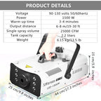 Fog Machine 1500W with 6 LED Lights and Wireless Remote Control, Professional Smoke Machine for DJ Halloween Party Wedding Christmas