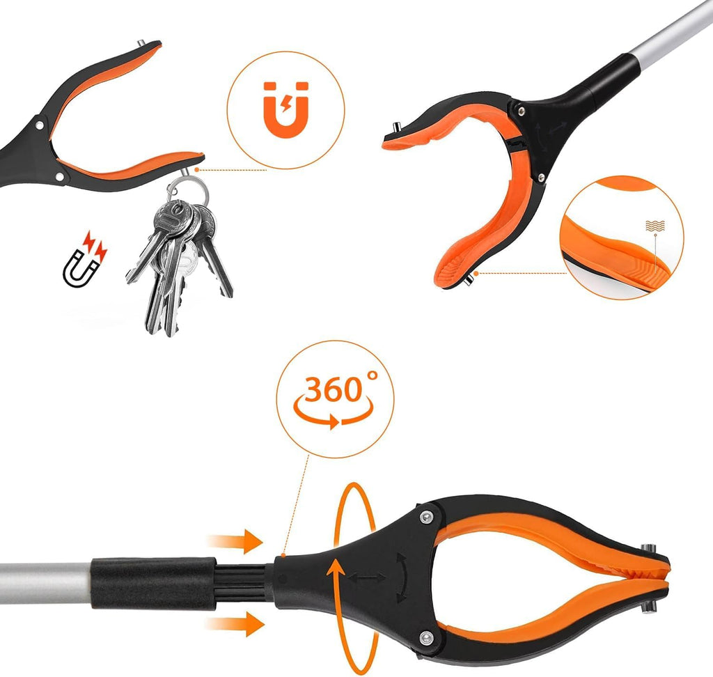 FERXIDI 43" Foldable Grabber Reacher Tool,2pcs Reacher Grabber Pickup Tool,Gripper Reacher Grabber Tool with Rotating Jaw+Magnets,Grabber Reacher Tool Heavy Duty,