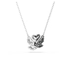 Swarovski Swan Pendant, Swan, Black, Rhodium Finish