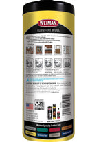 Weiman Wood Polish and Cleaning Wipes, For Furniture Cleaner, Protect from Watermarks, Stains & Aging, No Build-Up, UVX-15 Prevent Drying, Fading & Discoloration, 2 Pack with Microfiber Cloth