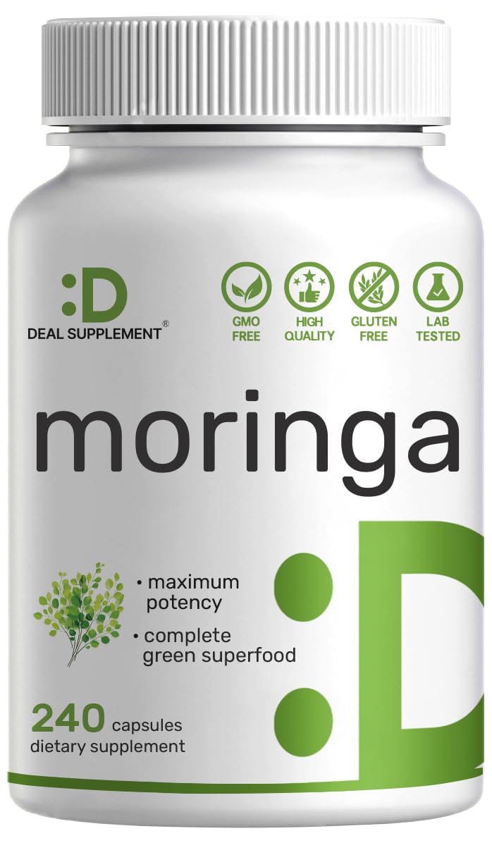 Moringa Capsules 240 Capsules – 4 Month Supply – Maximum Potency Pure Moringa Leaf Extract – Complete Green Superfood Supplement for Energy, Skin & Immune Health Support*