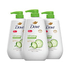 Dove Body Wash with Pump,Revitalizante Cherry & Chia Milk, 3 Count & Body Wash with Pump Refreshing Cucumber and Green Tea Refreshes Skin Cleanser