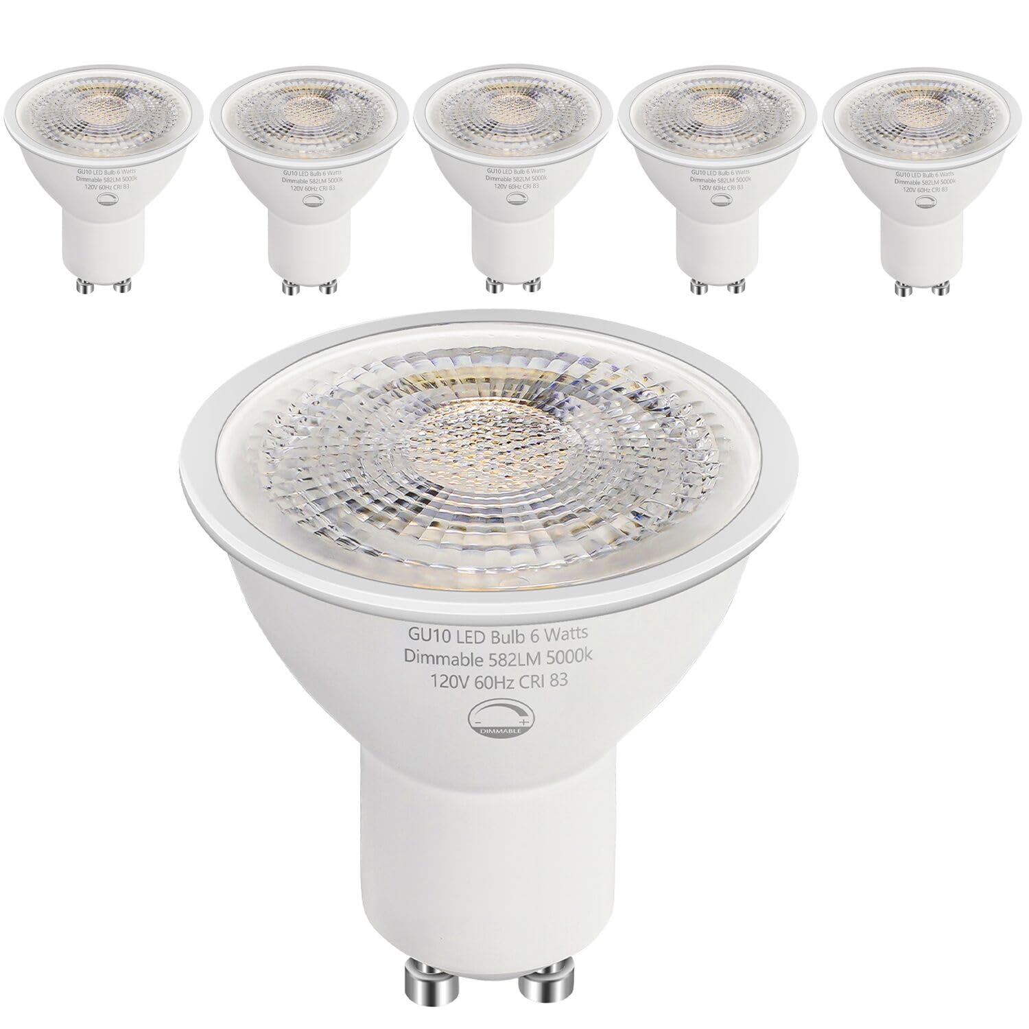 6 Pack GU10 LED Bulbs,Dimmable GU10 Bulb Replacement for Track Lighting
