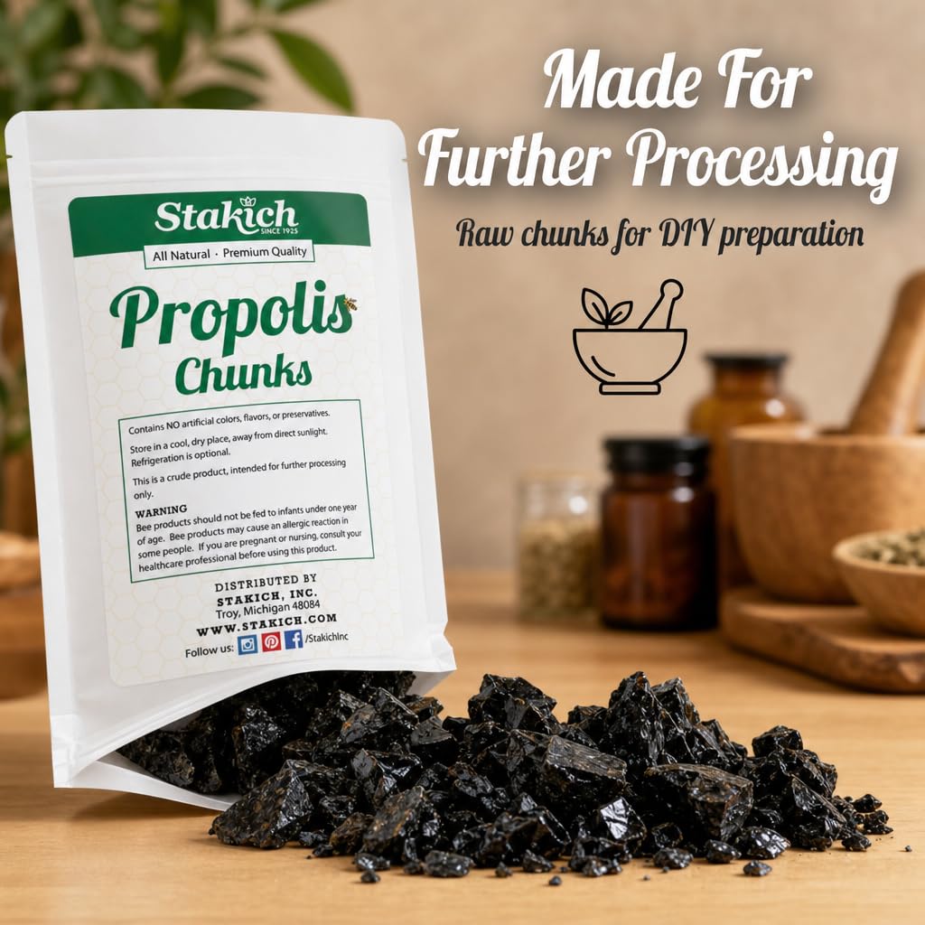Stakich Bee Propolis Chunks - Pure, Natural - 1 Pound (16 Ounce)