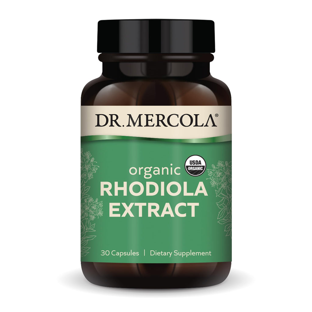 Dr. Mercola Organic Rhodiola Extract - Adaptogenic Support - USDA Organic - Nervous System & Energy Support - Golden Root Herb Supplement - 30 Capsules