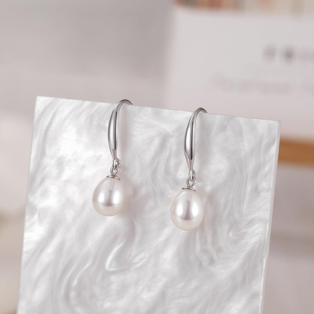 EAMTI Pearl Earrings for Women 925 Sterling Silver Post Drop Earrings