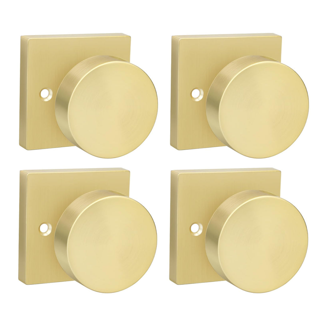 Goldenwarm 4 Pieces Brushed Gold Dummy Door Knobs Inactive Half Dummy Door Knob Brushed Brass No-Turning Door Dummy Knob for Closet Doors, Zinc-Alloy(2 Pack)