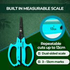 Saboten Japanese Harvesting Shears, Magnetic Springless, Fine-Tip Angled Blade, Fluorine-Coated Steel, Non-Slip Grip, Safety Lock, Made in Japan (Turquoise)