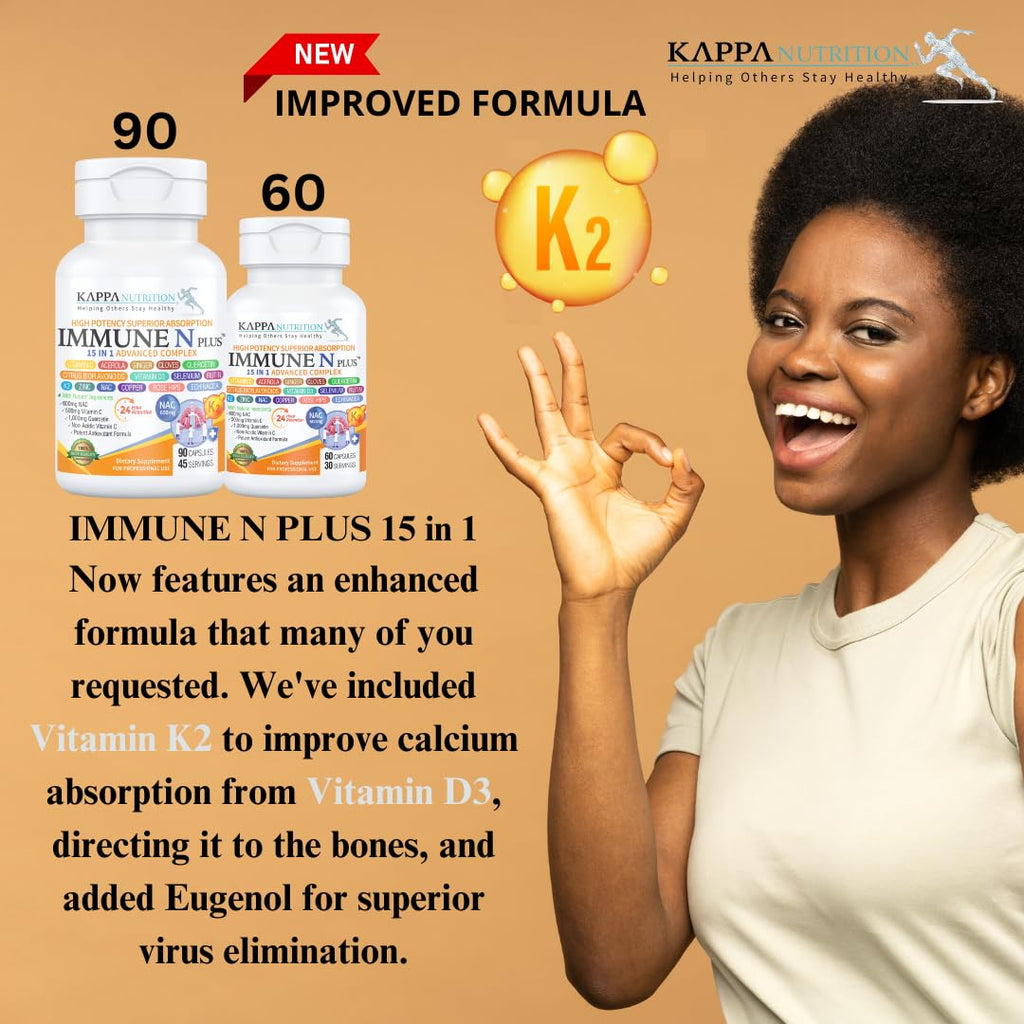 (60 Capsules), NAC 600mg, Quercetin 1,000mg, Vitamin C 500mg, Zinc 50mg, Vitamin D3 5,000iu, Selenium, Copper, Acerola, Ginger, Rutin, Citrus Bioflavonoids, Rose Hips, Echinacea, Immune N Plus 15 in 1