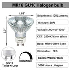 Vinaco GU10 Halogen 50W Bulbs, 6PCS GU10+C 120V 50W Halogen Light Bulbs, GU 10 Dimmable, Warm White, High Brightness MR16 with Glass Cover, Long Lifespan GU 10 50 W for Recessed Track Lighting