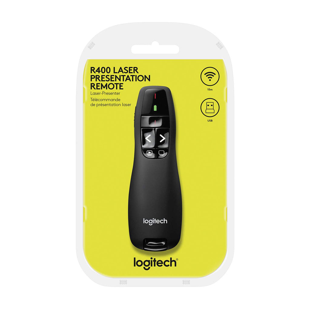 Logitech Wireless Presenter R400 USB A PowerPoint Clicker with Laser